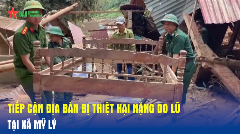 Tiếp cận địa bàn bị thiệt hại nặng do lũ tại xã Mỹ Lý